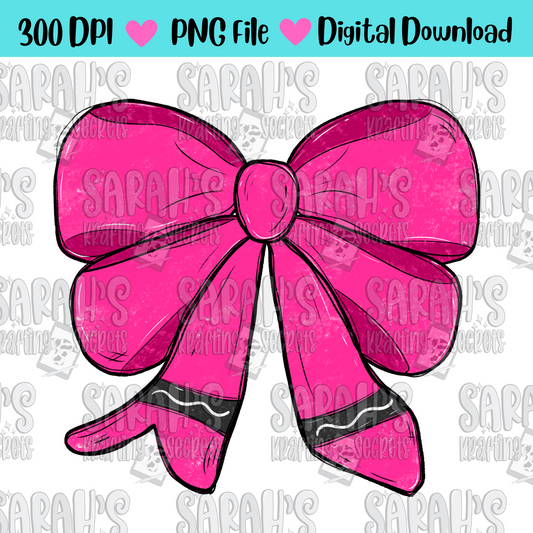 Crayon Bow Sublimation PNG / Hand Drawn Digital Download Watercolor School PNG / School Girl Printable Art / Back to School Sublimation File