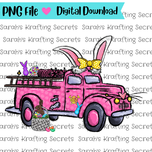 Easter Fire Truck Sublimation Graphic Design