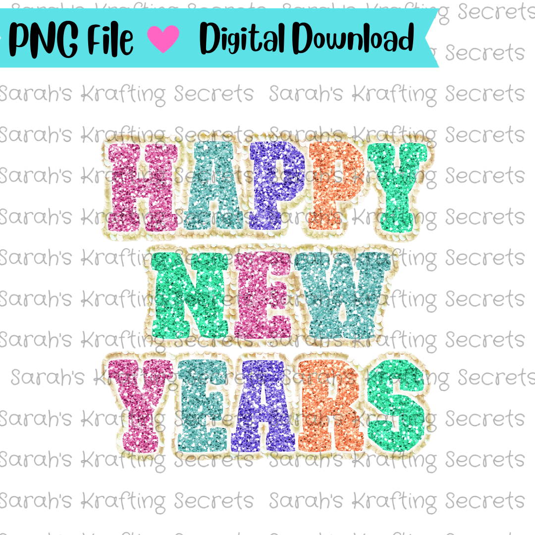 Sequin New Years Sublimation Png