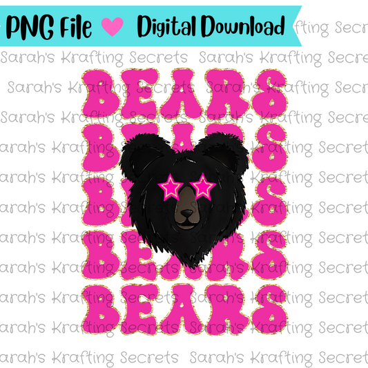 Pink Bears with Star Eyes Sublimation Design