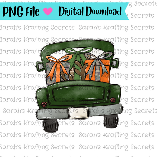 Camouflage Christmas Truck sublimation png