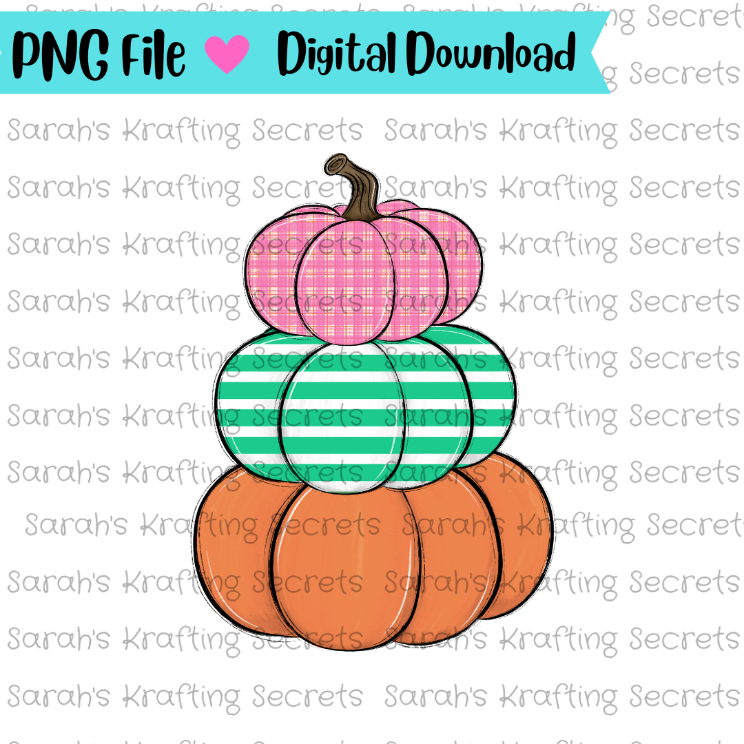 Girl Stacked Pumpkins Trio Sublimation