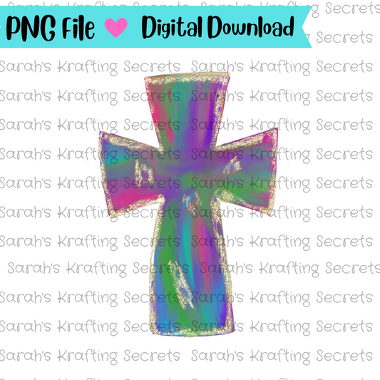 Rustic Watercolor Cross Sublimation png