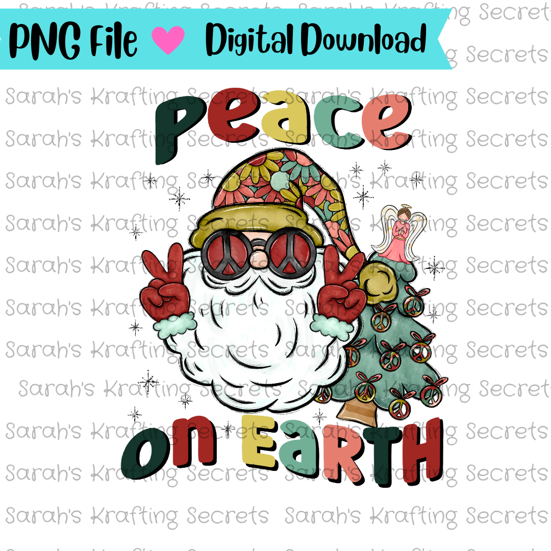 Peace On Earth Retro Christmas Png