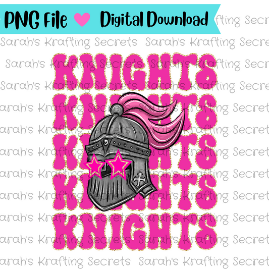 Pink Knights with Star eyes sublimation design