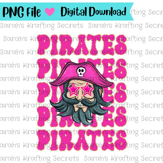 Pink Pirates with star eyes sublimation design
