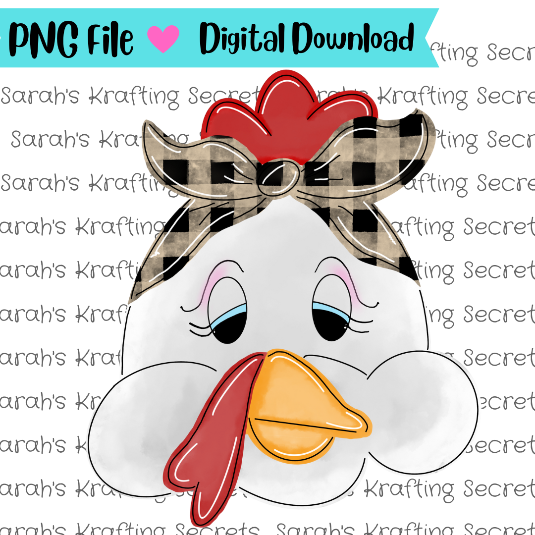 Chicken Face with Headband Sublimation Graphic Design 