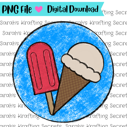 Popsicles and Ice Cream Blue Sublimation Design