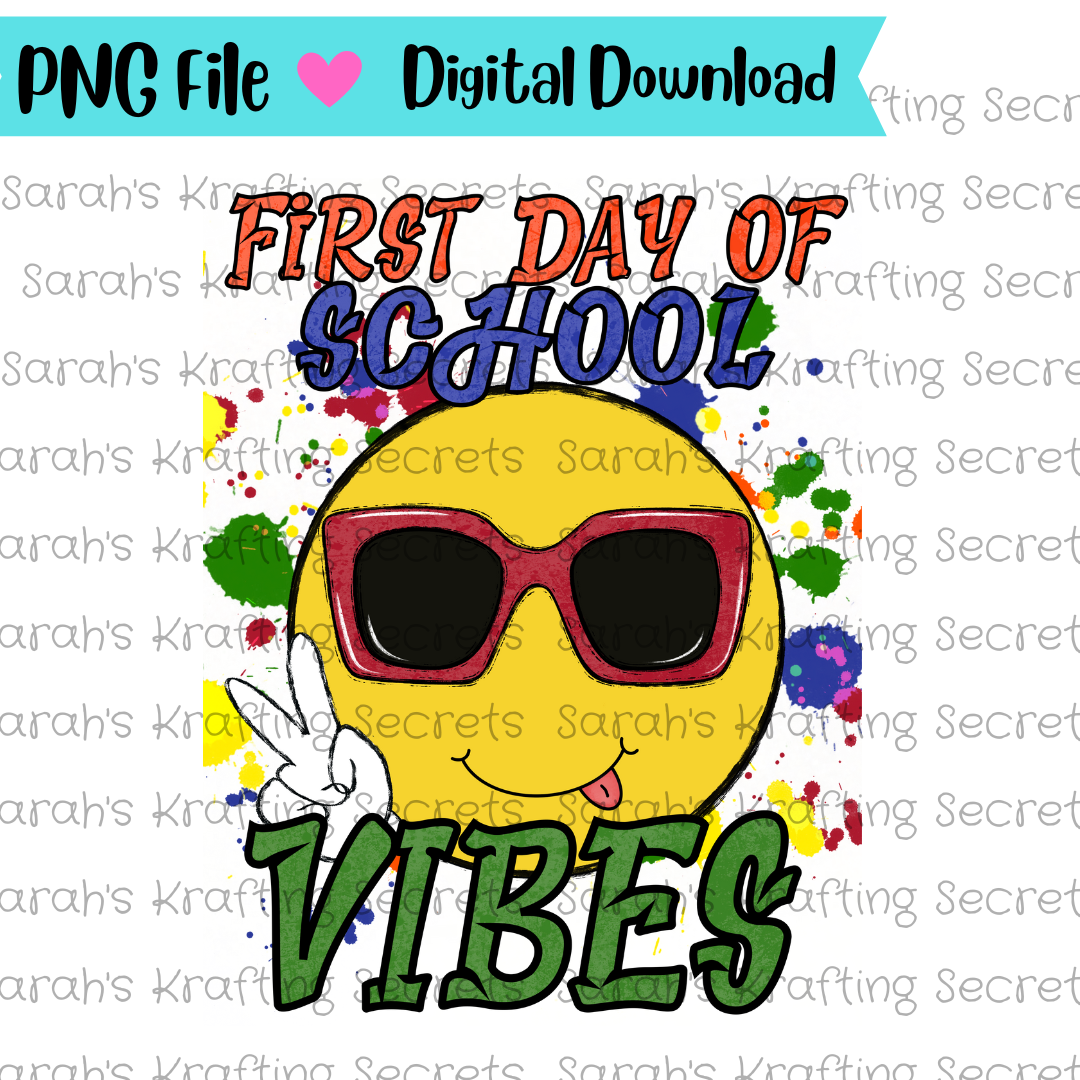 Boy First Day of School Vibes Happy Face Sublimation Design