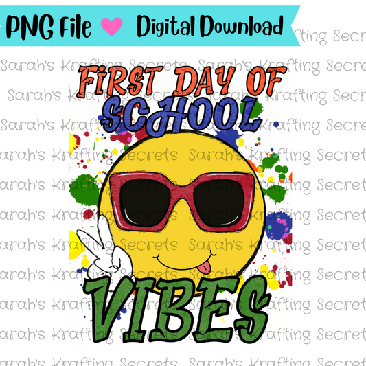 Boy First Day of School Vibes Happy Face Sublimation Design