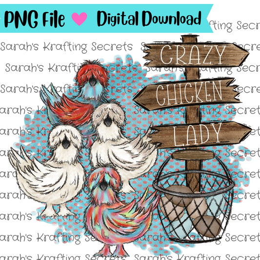 Crazy Chicken Lady Sublimation Graphic Design