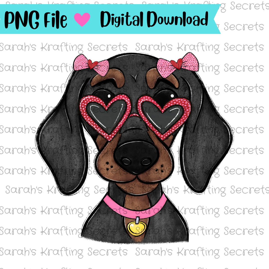 Girl Valentine's Day Dog Dachshund png 