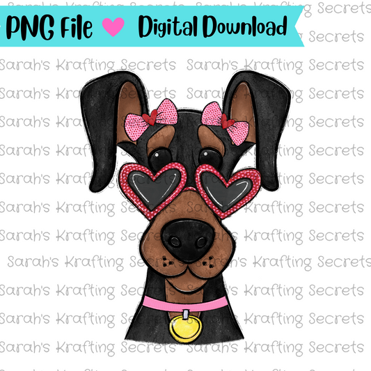 Girl Valentine Dog Dobermann Png