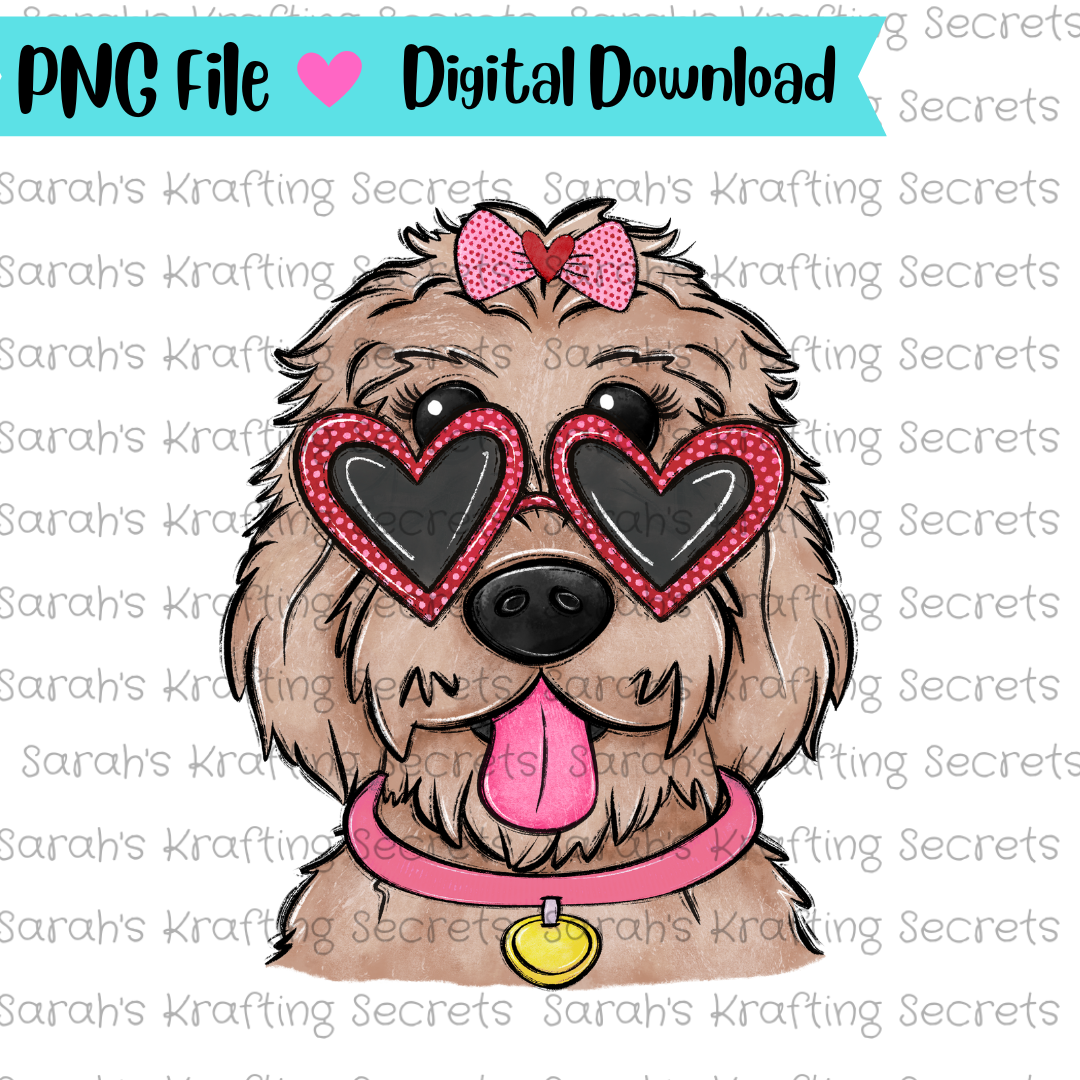 Valentine's Dog Golden Doodle Sublimation png