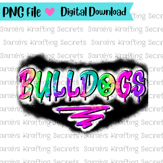 Graffiti Tie Dye Bulldogs Sublimation Design