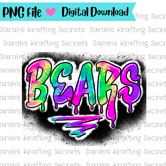 Graffiti Tie Dye Bears Sublimation Design