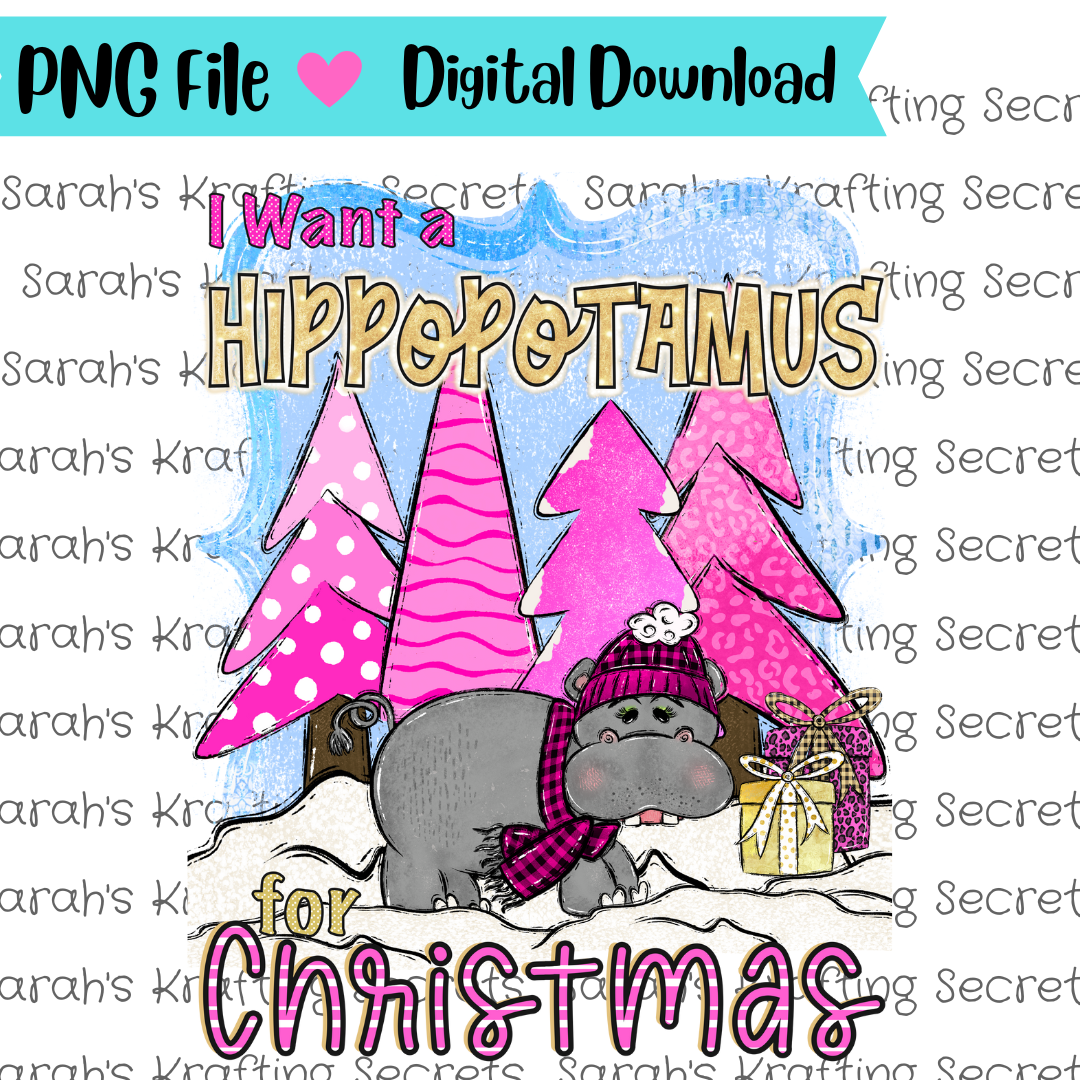 Hippo for Christmas Sublimation Graphic Design