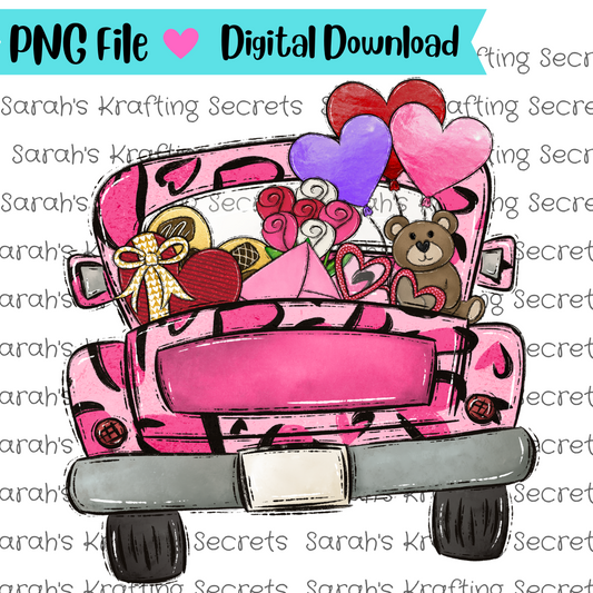 Pink Leopard valentine's day truck sublimation graphic day