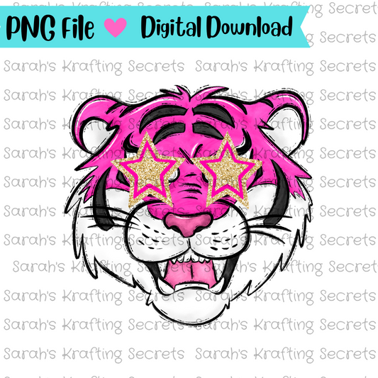 Pink Tiger with Star Eyes png