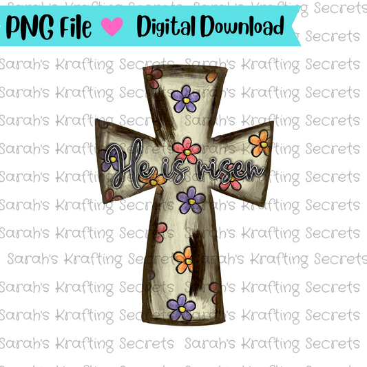 He is risen rustic cross sublimation png