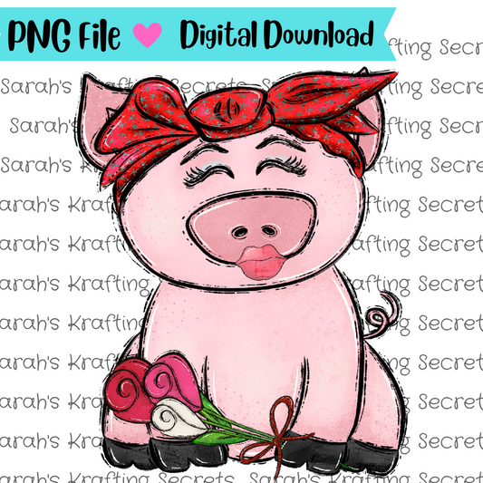 Valentine's Day Pig Sublimation Graphic Design