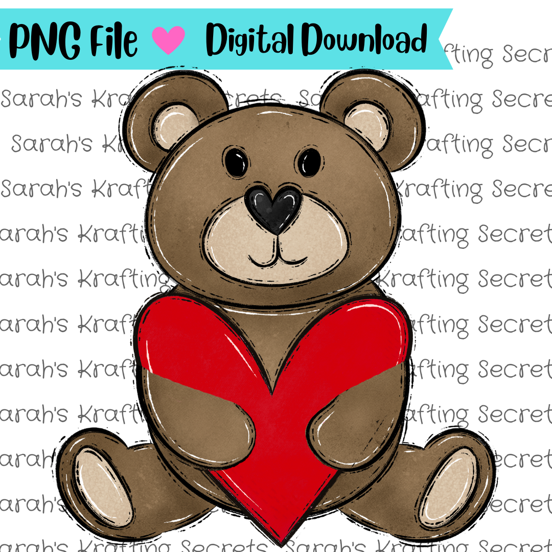 Bear with Heart Sublimation Graphic Design