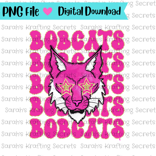 Pink Bobcats with Star Eyes png