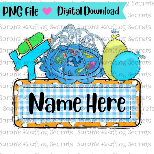 Boy Summer Things with Name Plate PNG, Hand Drawn Clipart, Summer Sublimation PNG, Outside Fun Shirt Design, Printable Art, Instant Download